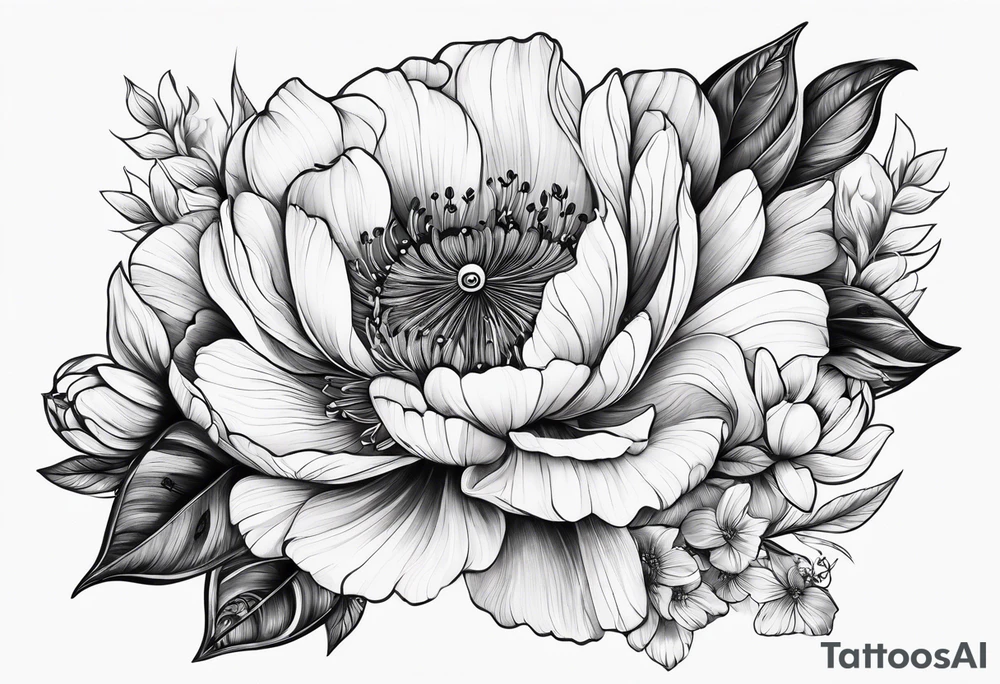 Arm wrap floral dainty with bee tattoo idea