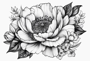 Arm wrap floral dainty with bee tattoo idea