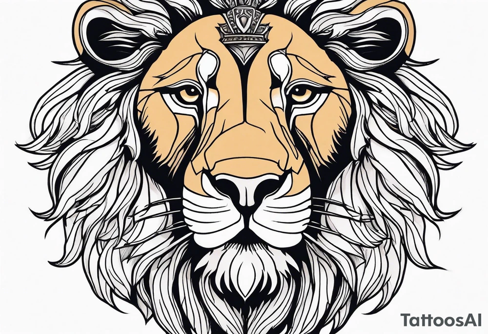 powerful majestic lion, close-up tattoo idea