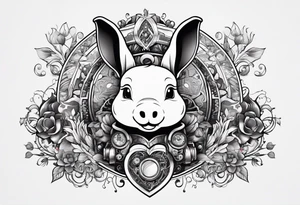 Looks like a rabbit cartoon pig with a mechanical heart tattoo idea