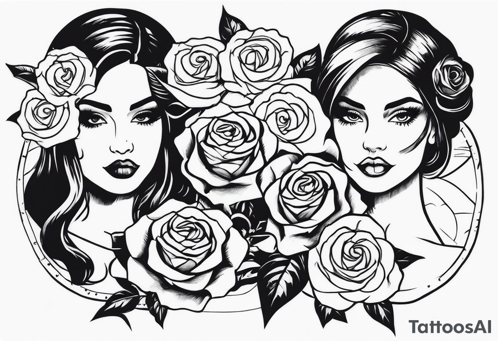 Faces rosas caveiras tattoo idea
