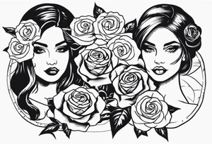 Faces rosas caveiras tattoo idea