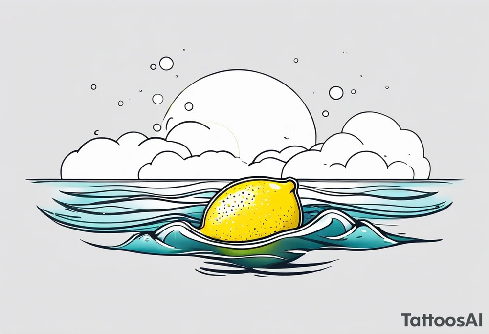 A lemon floats on the ocean tattoo idea