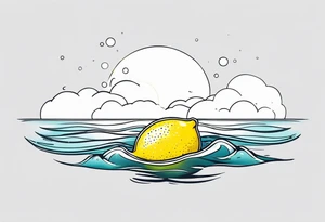 A lemon floats on the ocean tattoo idea