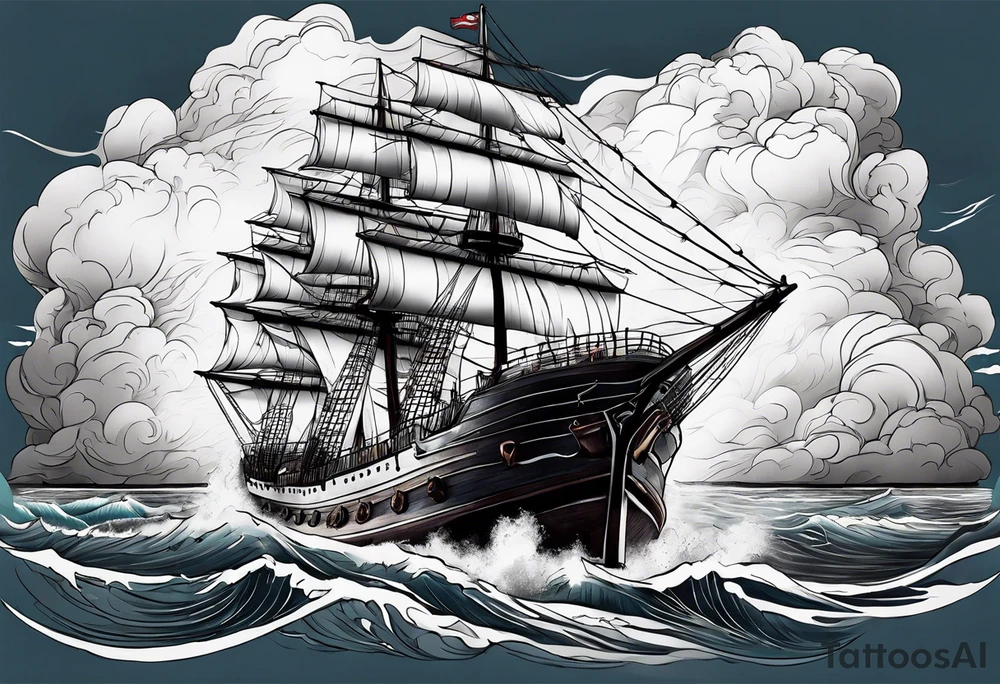 storm clouds surrounding a ship tattoo idea