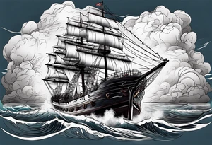 storm clouds surrounding a ship tattoo idea