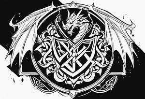 Valhalla shield sword dragon runes tattoo idea