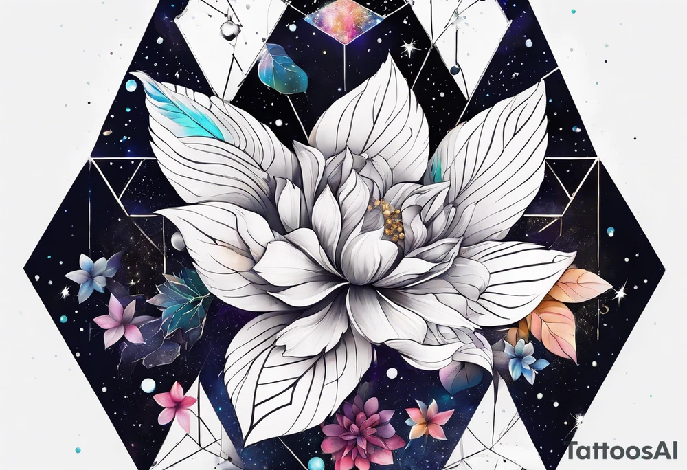 Constellation, wing , snow , géométric , flower tattoo idea