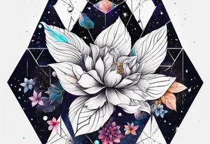 Constellation, wing , snow , géométric , flower tattoo idea