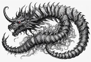 medieval  demonic centipede warped on the collar bone with a fine point and sketch style tattoo idea