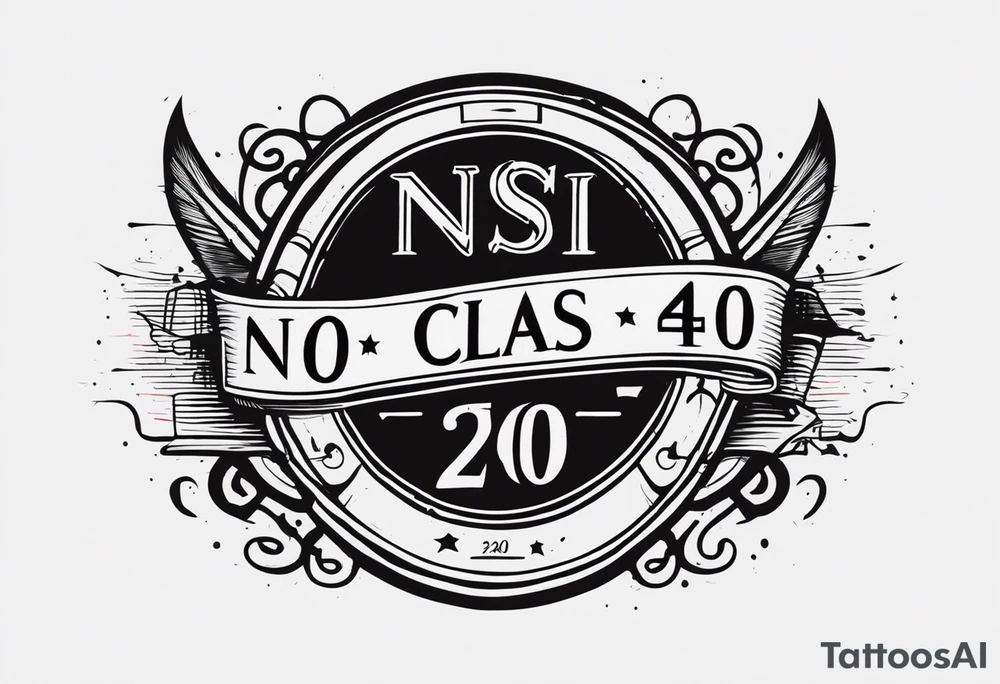 simple banner that says "NSI CLASS 24020" tattoo idea