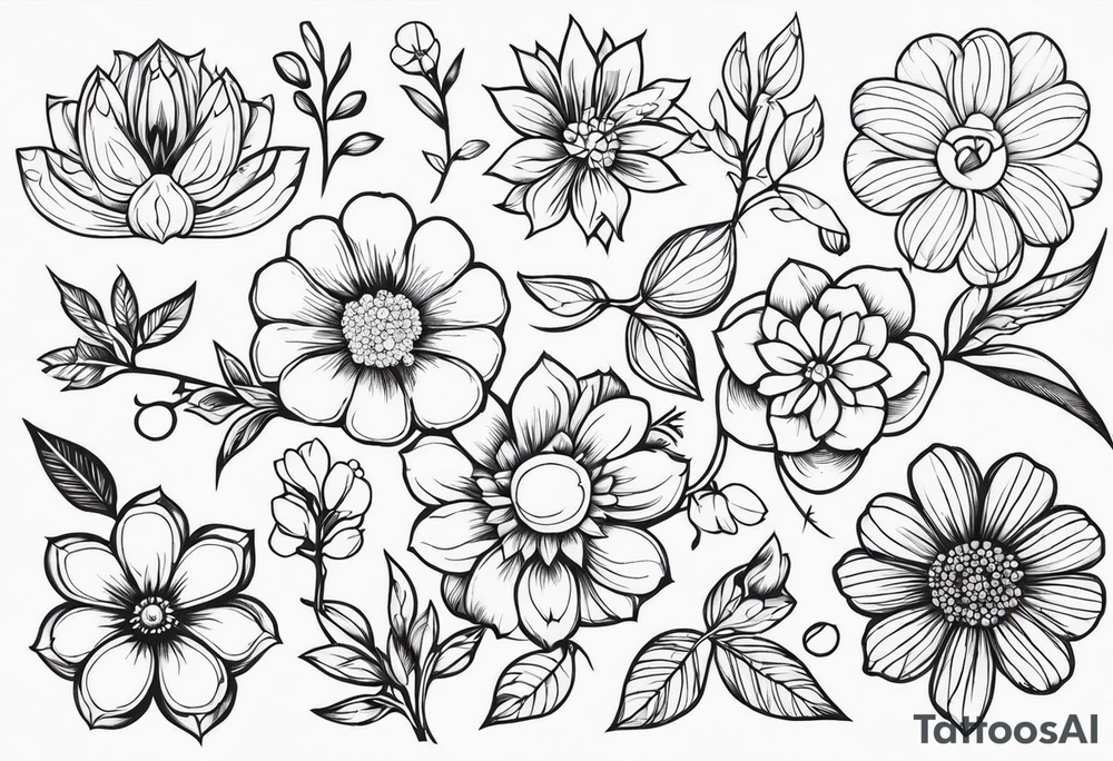 ornaments of flowers tattoo idea
