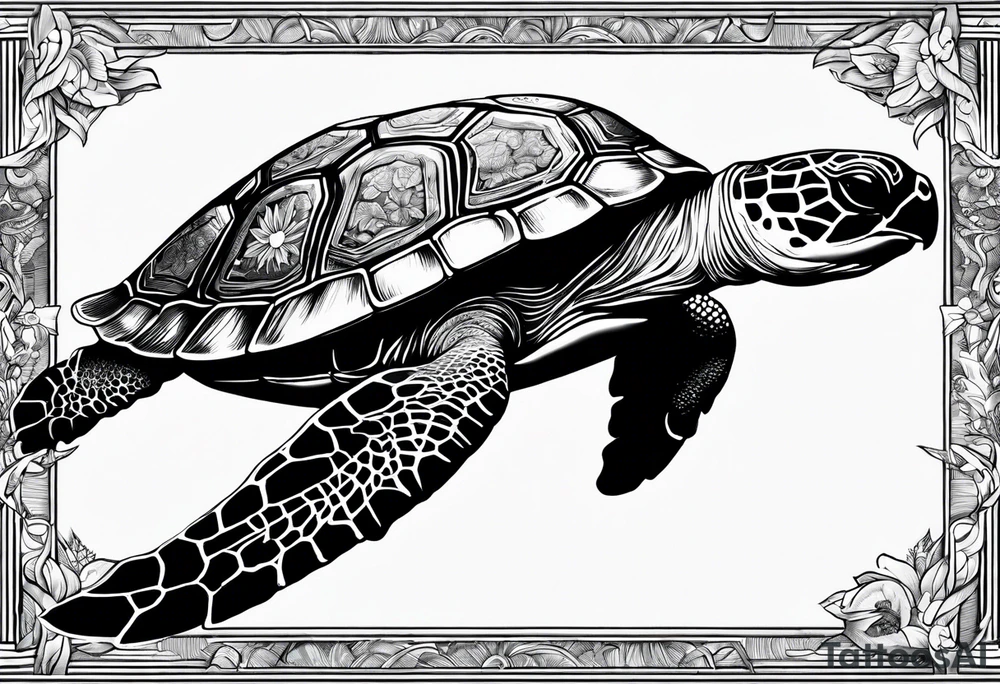 turtle sun tattoo idea