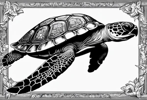 turtle sun tattoo idea