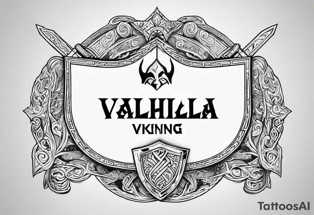 Valhalla viking gods shield hatchet sword tattoo idea