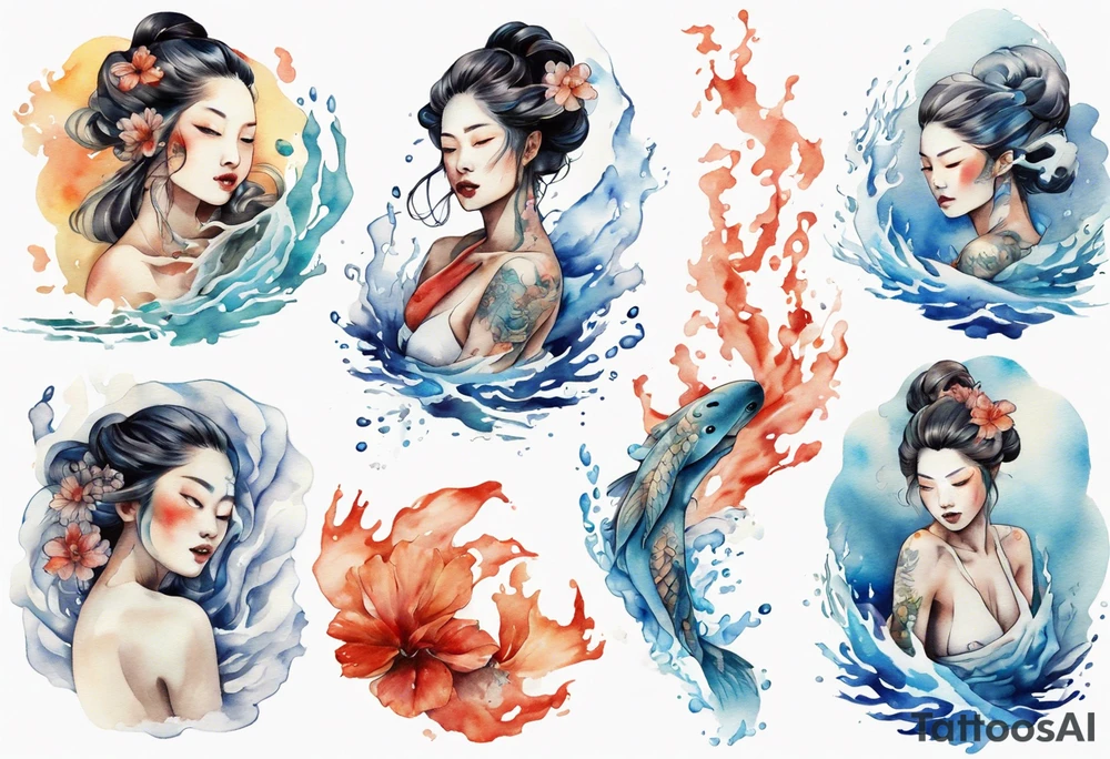a woman made of water tattoo idea