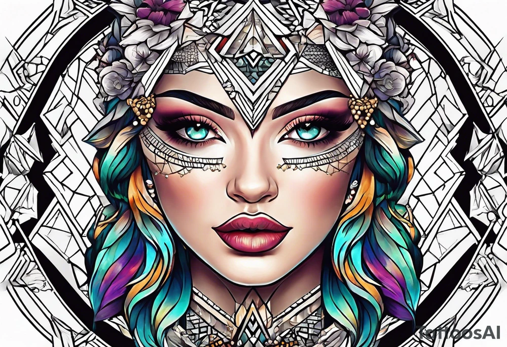 geometric tapestry tattoo idea
