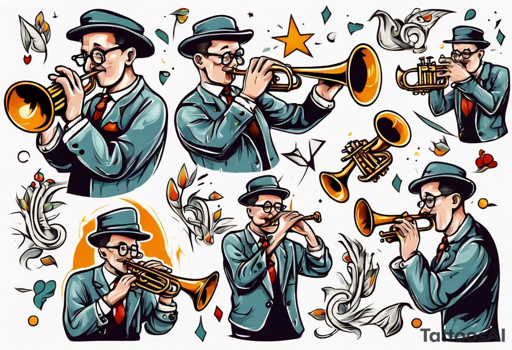 accountant playing trumpet tattoo idea