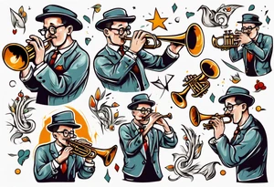 accountant playing trumpet tattoo idea