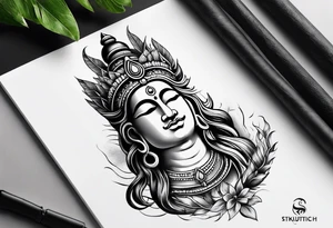 Shiva tattoo and add personality like adventure, karma , nothing is deep , positive, go with the flow tattoo idea