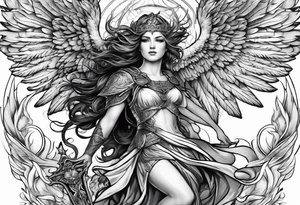 Angelic battle tattoo idea