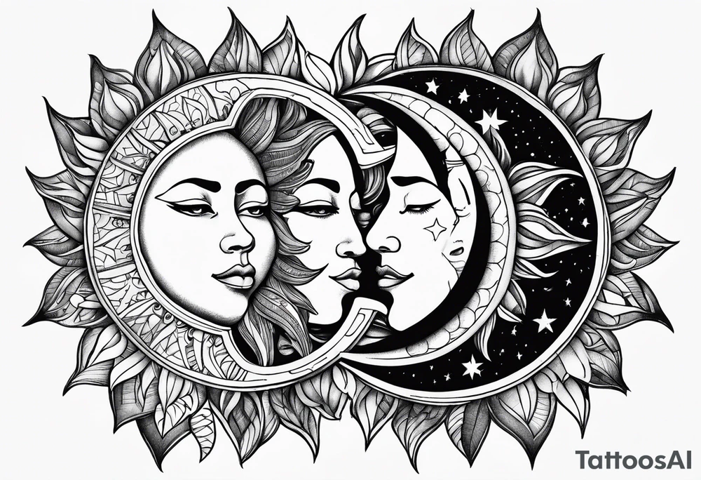 Sun and moon tattoo idea