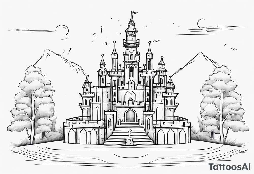 Labyrinth Castle with bell tattoo idea