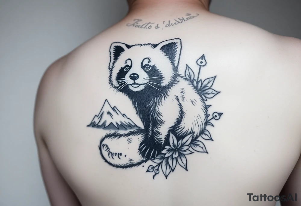 I’m after it being realistic and black and white with shading. For thigh

Having a red panda as the focal point.
The letters B and S incorporated.
Plus nods to
Harry Potter
Winnie the pooh
Avengers
Wild swimming
Mountains
Mcfly

In the back ground, waves, leaves to bring it together… tattoo idea