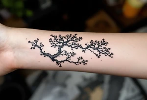 detailed dragoran (pokémon) japanese style sakura trees abstract lines dark/rough aesthetic tattoo idea