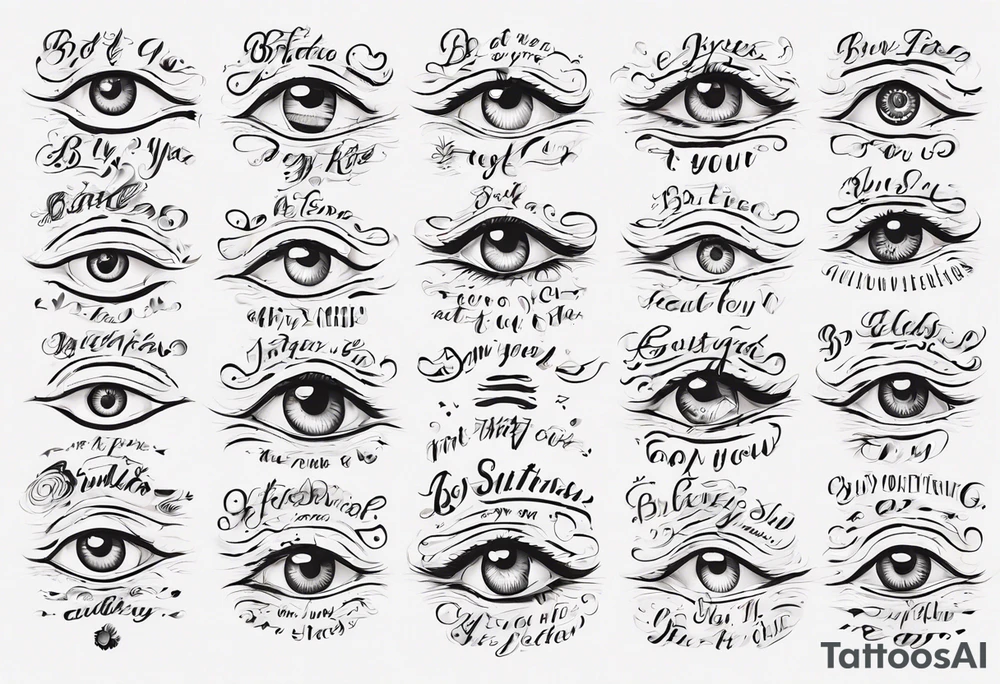 The text “but my eyes are on You” in thin, cursive lettering tattoo idea The text “but my eyes are on You” in thin, cursive lettering tattoo idea
