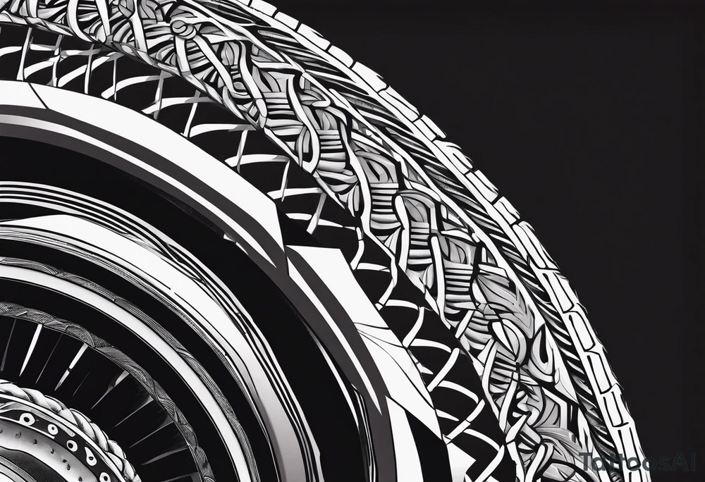 Horseshoe tire track tattoo idea