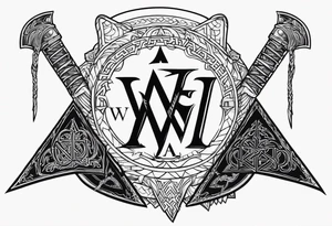 Valhalla sword 
 dragon axe Valknut helm of awe tattoo idea