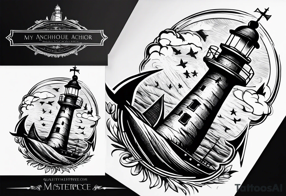 Lighthouse and anchor that says "my beacon, my anchor" tattoo idea