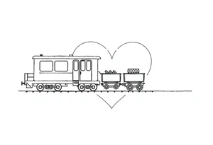 A train with carriages in the shape of a heart tattoo idea