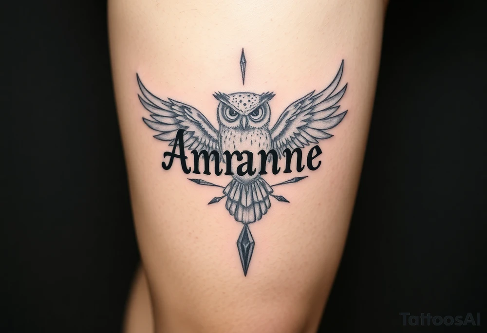 Amanda name deathly hallows and owl tattoo idea