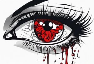 Bleeding tear draining to down from red eye tattoo design model tattoo idea
