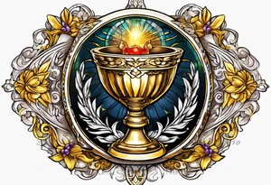 chalice surrounded by golden halo tattoo idea