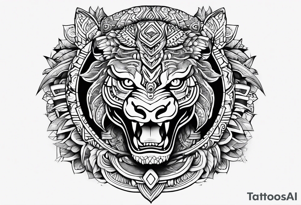 aztec snake sleeve tattoo idea