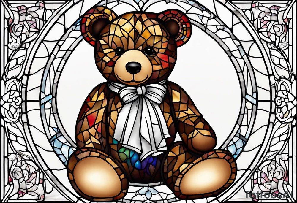 Teddy bear stain glass tattoo idea