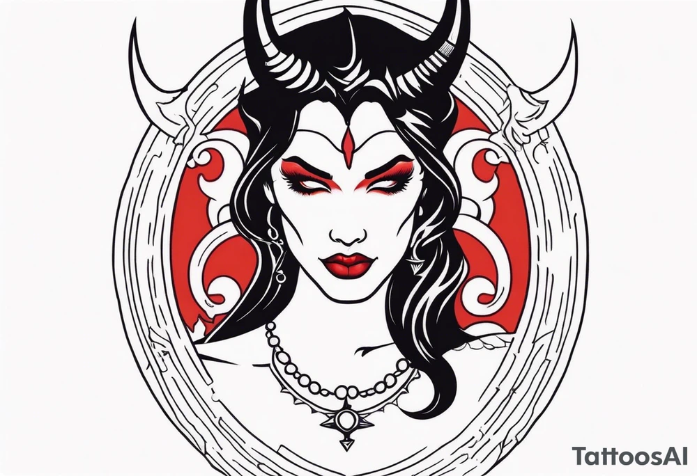 Woman devil tattoo idea