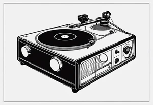 A recordplayer fineline minimalistic outline tattoo idea