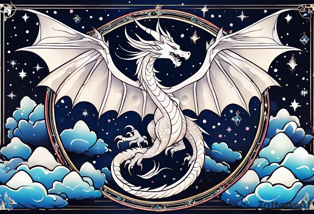 Constellation, wing , snow , cross , dragon japan kawaii tattoo idea