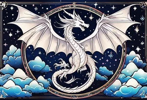 Constellation, wing , snow , cross , dragon japan kawaii tattoo idea