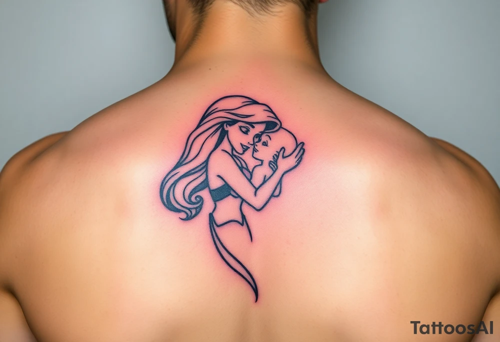 Ariel and Bell hugging tattoo idea