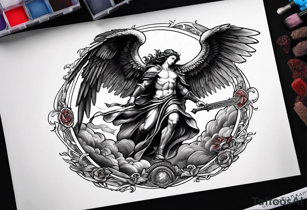 Michael the Archangel killing satan tattoo idea