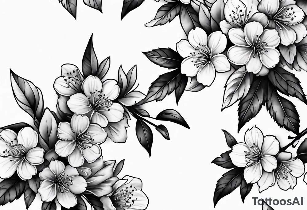 Cherry blossom leaves tattoo idea