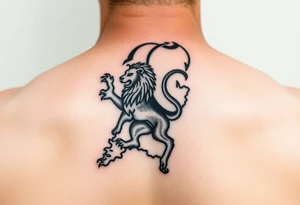map of netherlands with dutch lion tattoo idea