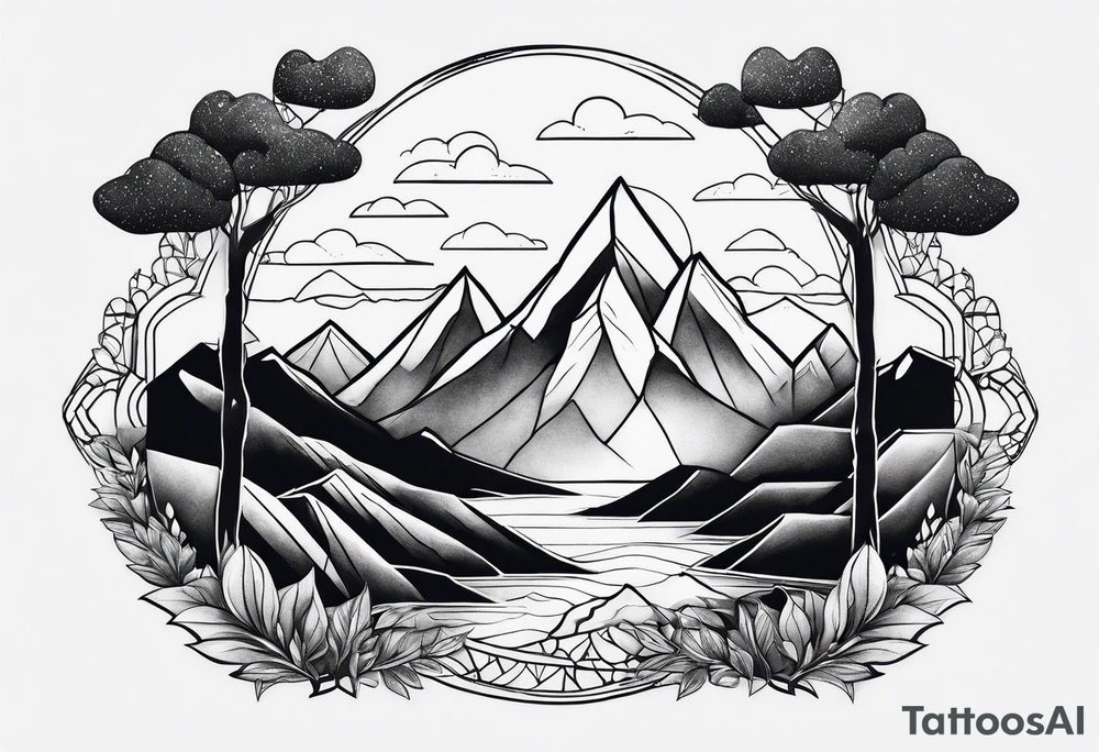Whimsical mountains tattoo idea
