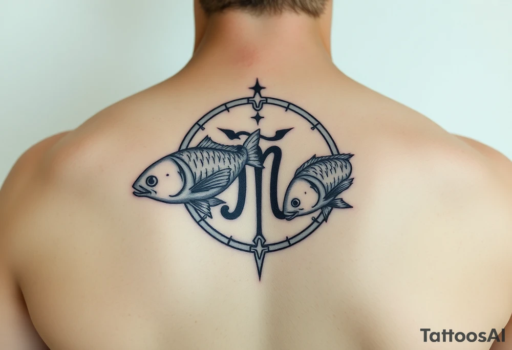 Only using the word picses unique zodiac sign  with fishes tattoo idea