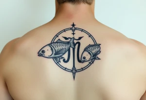Only using the word picses unique zodiac sign  with fishes tattoo idea